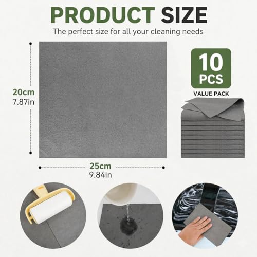 10-Pack Reusable Microfiber Magic Cleaning Cloths - 7.87x9.8in