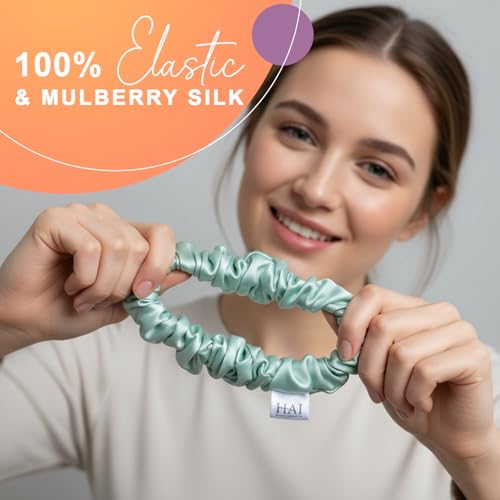 HAI LIL' SILKY Silk Scrunchie Elastic Hair Tie Aqua