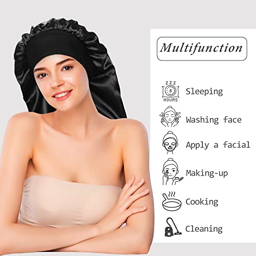 YOHITOP 2-Piece Long Silky Satin Sleep Bonnet for Curly Hair and Braids