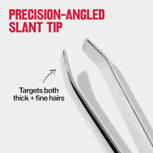Revlon Slant Tip Tweezers - Stainless Steel Precision Eyebrow Tweezer