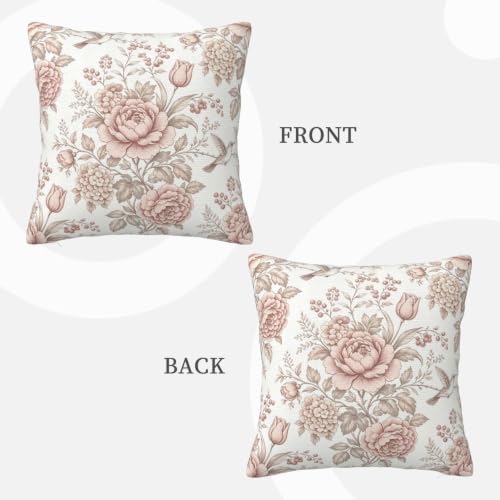 Vintage Chinoiserie Floral Pillow Covers 18x18 Inches - Set of 2