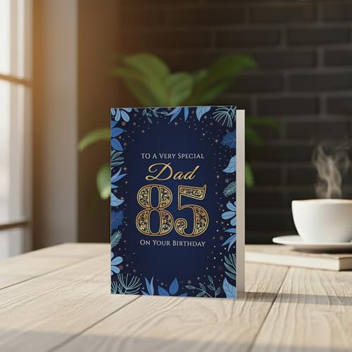 Elegant 85th Birthday Card for Dad - Navy & Gold Design
