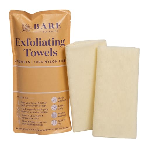 Bare Botanics Extra Long Exfoliating Shower Towel 2-Pack