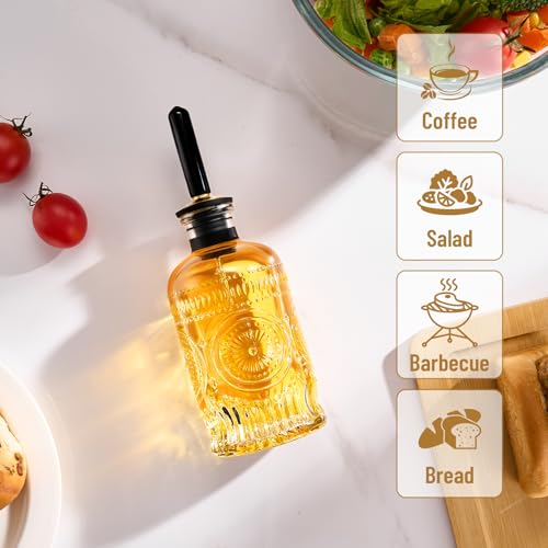 Baalaka 7 oz Glass Olive Oil Dispenser Bottle with Metal Spout