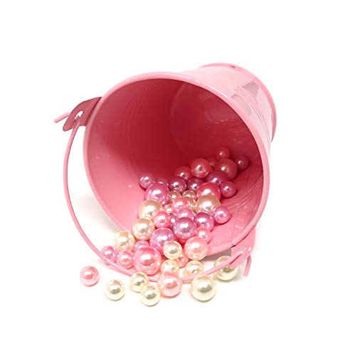 Pink Mini Metal Buckets 2-Pack for Candy, Snacks, Small Plants, Decorations