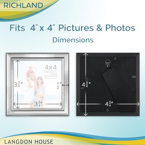 4x4 Silver Picture Frame without Mat - Langdon House Classic Style
