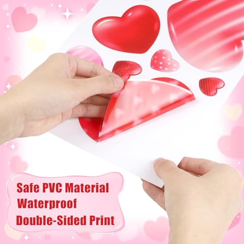 YIYA Valentine's Day Heart Window Cling Stickers - 209 Pcs