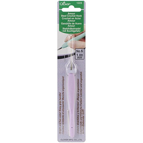 Clover Amour Steel Crochet Hook - No. 6 (1.00mm) - Ergonomic Comfort Grip