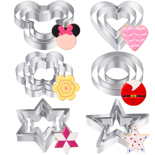 18-Piece Stainless Steel Cookie Cutter Set with 6 Shapes for Baking & Crafts