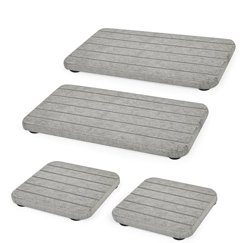 4-Piece Diatomaceous Earth Drying Tray Set - Instant Water Absorbing Mat