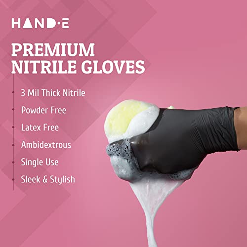 Hand-E Touch Black Nitrile Disposable Gloves - Large Pack of 100