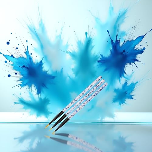 3-Piece Blue Nail Art Liner Brushes for UV Gel and Acrylic Painting