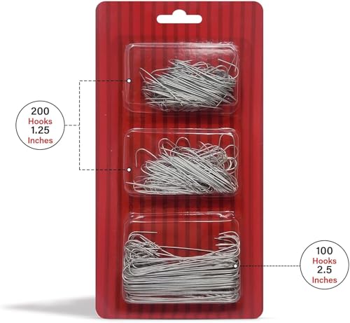 Bexter 300 Pack Silver Ornament Hooks for Christmas Tree