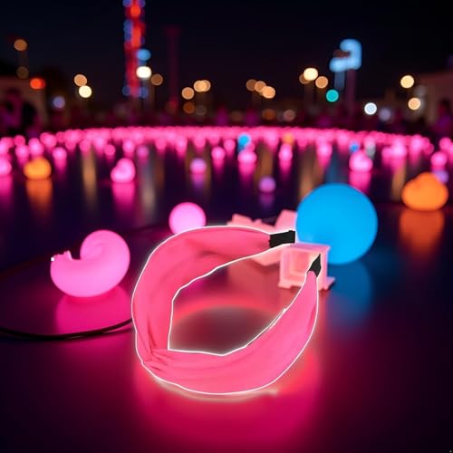 Pink Neon Knotted Headband Wide Non-Slip Hair Band for Women and Girls