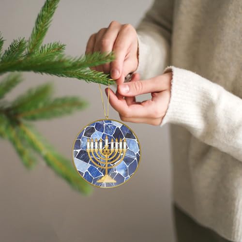 Hanukkah Ornaments 2-Pack - Star of David & Menorah Acrylic Decor