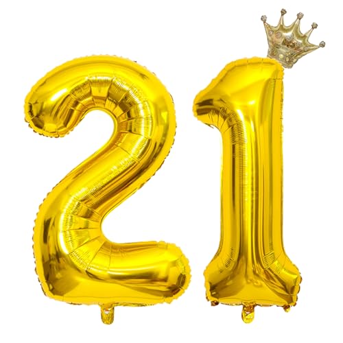 Gold Number 21 Balloon Set for 21st Birthday & Celebrations