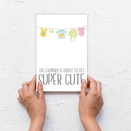 New Baby Card for Parents - Adorable Laundry Design, 8x5.3in