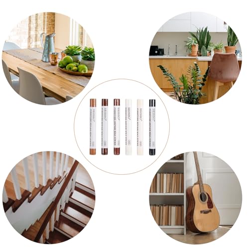 SEISSO 6 Colors Wood Filler Sticks for Furniture & Floor Touch-Ups - Repair Kit