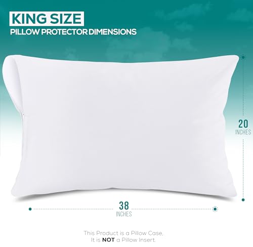 King Size Pillow Protectors Set of 4 | Waterproof & Bed Bug Proof