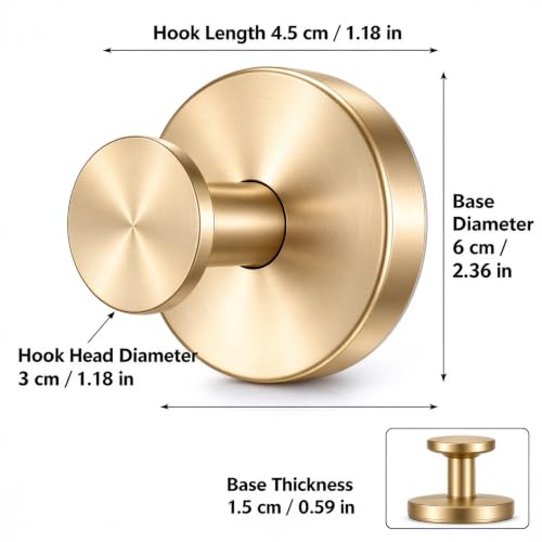 Lehxiry Gold Suction Cup Hooks 2 Pack - Waterproof No Drilling Wall Mount for Towels & Wreaths