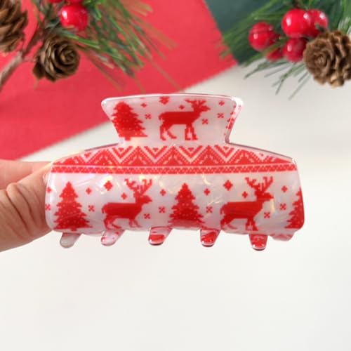 Christmas Hair Claw Clip Cute Holiday Deer Non-Slip Acrylic Hair Accessory