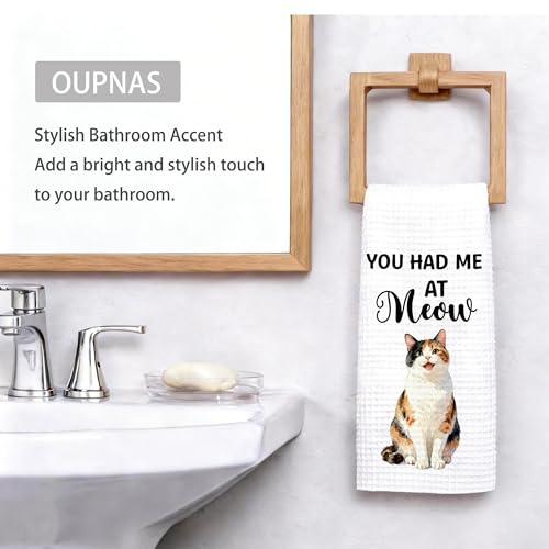 Calico Cat Hand Towel, 16x24 Decorative Funny Animal Dish Towel for Bathroom