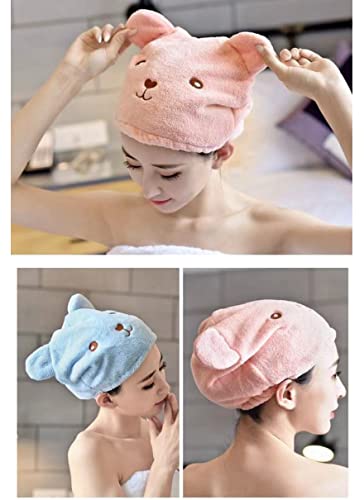 Kids Hair Drying Cap with Ears - Absorbent Microfiber Turban for Shower & Spa