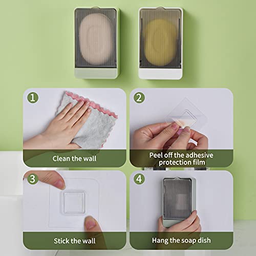 Self-Draining Soap Holder Dish for Shower & Kitchen - 2 Pack