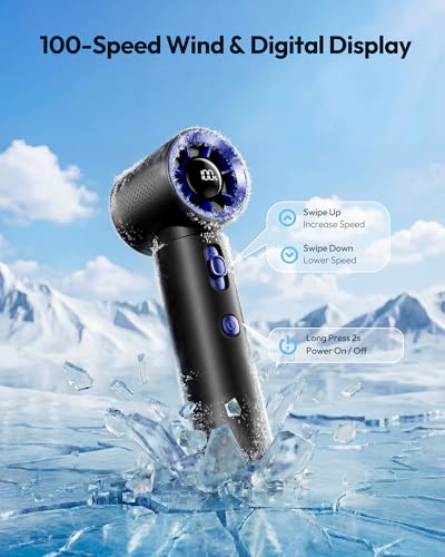 Gaiatop Portable Turbo Fan - 100-Speed Handheld & Desk Fan