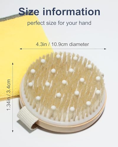 Xuduvay Dry Brushing Body Brush Set, Boar Bristle Exfoliator & Massager, 2 Count
