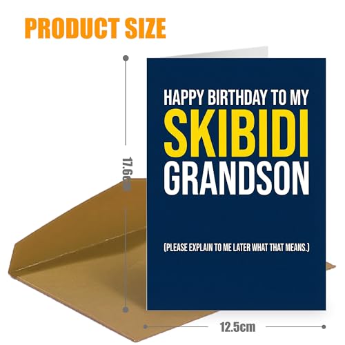Skibidi Meme Birthday Card for Grandson - Funny 5x7 Greeting Card