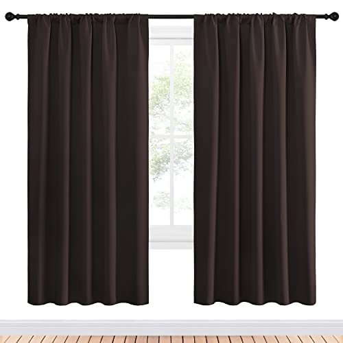 NICETOWN Blackout Curtains 52 x 72 Inch Set - Toffee Brown Thermal Panels