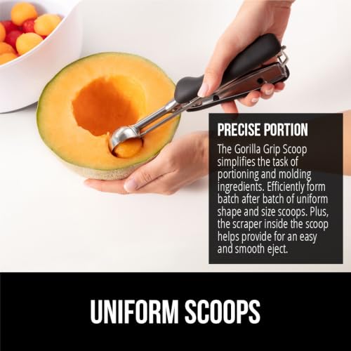 Gorilla Grip Stainless Steel Cookie Scoop Set - 1, 2, 3 TBSP, Black