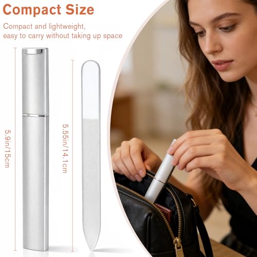 Nano Glass Nail File Set - 2-Piece Crystal Manicure Files with Case