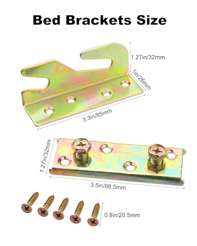Non-Mortise Bed Rail Bracket Set - Durable Steel Frame Support