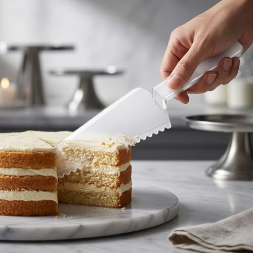 6 Pack Disposable Plastic Cake Cutters - Lightweight Pie Servers for Events