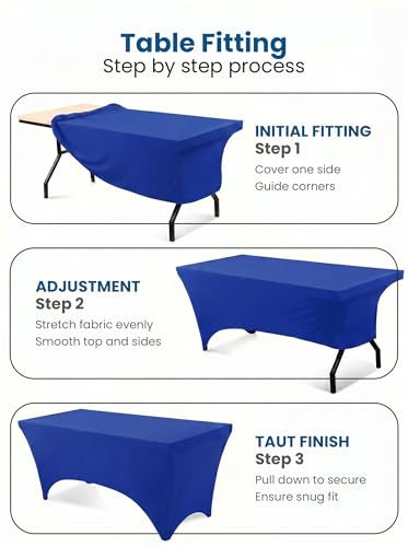 Utopia Kitchen 8FT Spandex Table Cloth - 2 Pack, Royal Blue
