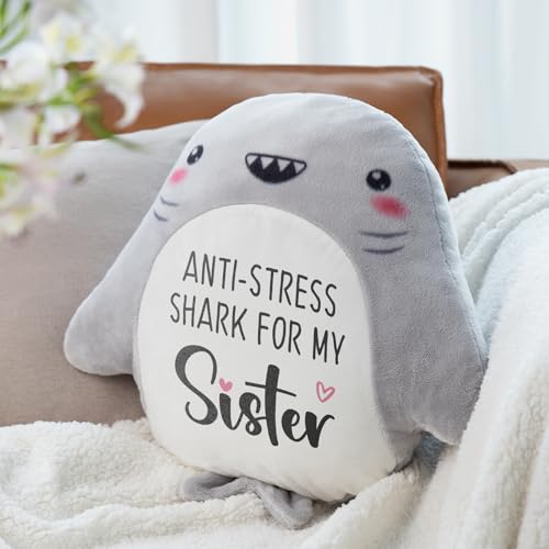 Shark Plush Throw Pillow - Funny Birthday Gift for Sister, 15 Inch