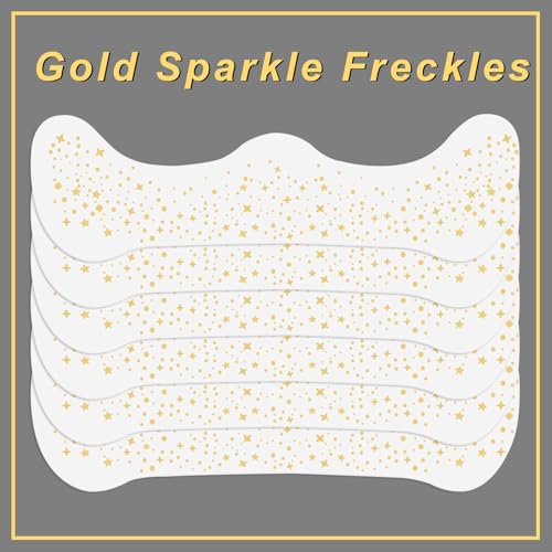 MEICOLY Gold Glitter Face Freckles Temporary Tattoo Patches 6Pcs