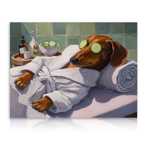 Funny Dog Wall Art - Relaxing Dachshund Canvas Print 12x16