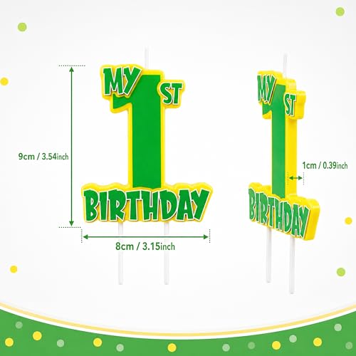 Number 1 Birthday Candle - Street Style Green & Yellow Cake Topper