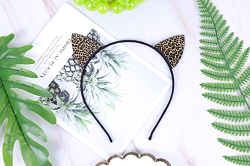 Leopard Cat Ears Headband Handcrafted Cute Hair Accessory for Costumes