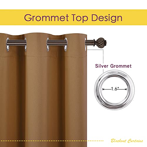 NICETOWN 34x40 Inch Thermal Insulated Blackout Curtains - Gold Brown
