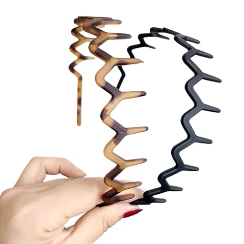 Wavy Tooth Headbands 4 Pcs Plastic Non Slip Hair Hoops Tortoiseshell