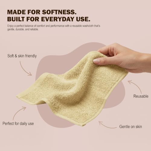 Utopia Towels 12 Pack Washcloths - 100% Cotton, 12x12 in, Beige