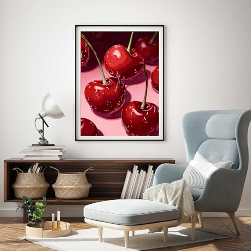Cherry Diamond Art Kit - 5D Full Drill Painting for Home Decor