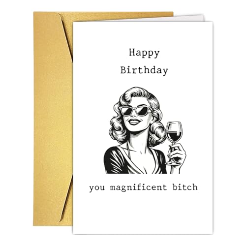 GVMGVM Funny Bad Bitch Birthday Card for Her - 8" 21st 25th 30th 40th for Bestie Sister Friend (Variation #8)