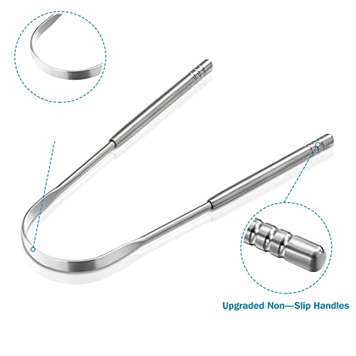 3 PCS Stainless Steel Tongue Scraper - Metal Tongue Cleaner for Adults