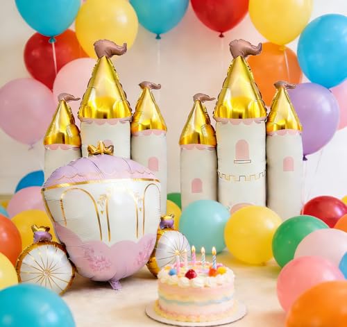 Princess Castle and Carriage Foil Balloons Set - 3pcs