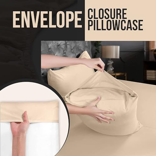 Ultra Soft Microfiber Pillow Cases Set of 4 - 20x26 inches, Beige